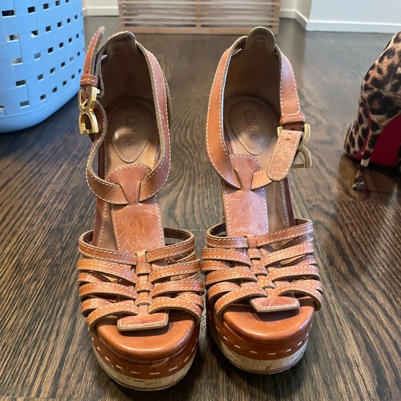 Chloè Wedges. Brown leather - Picture 4 of 6
